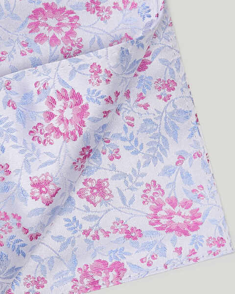 Floral Jacquard Silk Pocket Square, Pink, hi-res